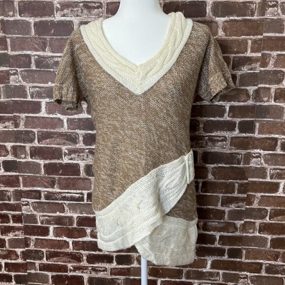 DOTS Brand Brown Pullover Knit Blouse V Neck Size Large - Picture 1 of 10
